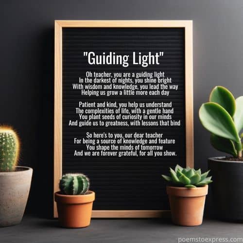 Poems for teachers from students