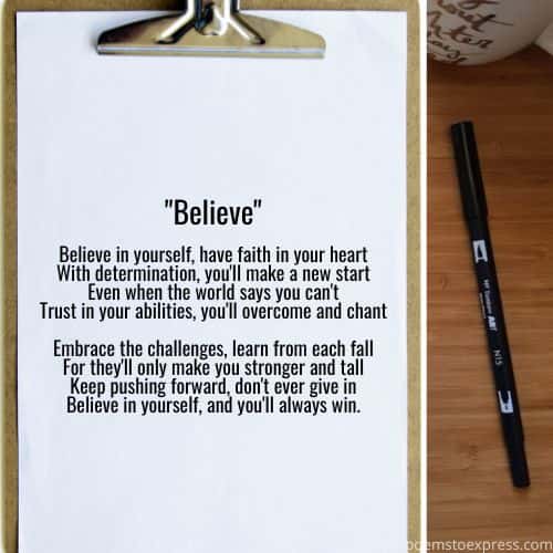 Short inspirational poems of encouragement